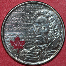 Canada 2013 25 Cents Charles de Salaberry war of 1812, Queen Elizabeth II,  24mm