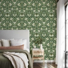 Boho Green Flower Peel and Stick PVC Wallpaper Chic Waterproof Decor 17.3"X393"