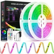 Led Lights for Bedroom IC RGB 65 6FT Strip Lights 24Key Remote with App Control