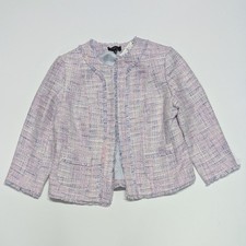 Talbots Women's Tweed Blazer Jacket Size 14 Petite White/Blue/Pink New with tags