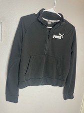 Puma Women's Half Zip Pullover Sweatshirt Front Pocket Small Cropped