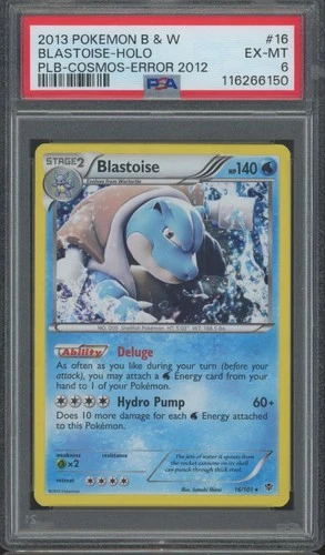 2013 Pokemon B & W Cosmos Error 2012 Holo #16 Blastoise PSA 6