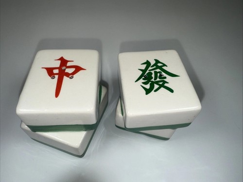Set Of Ceramic Mahjong Style Salt And Pepper Shakers