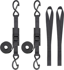 Tie down Straps with Hooks, 8 Feet 1200Lbs Break Strength Cam Buckle Tiedown Set