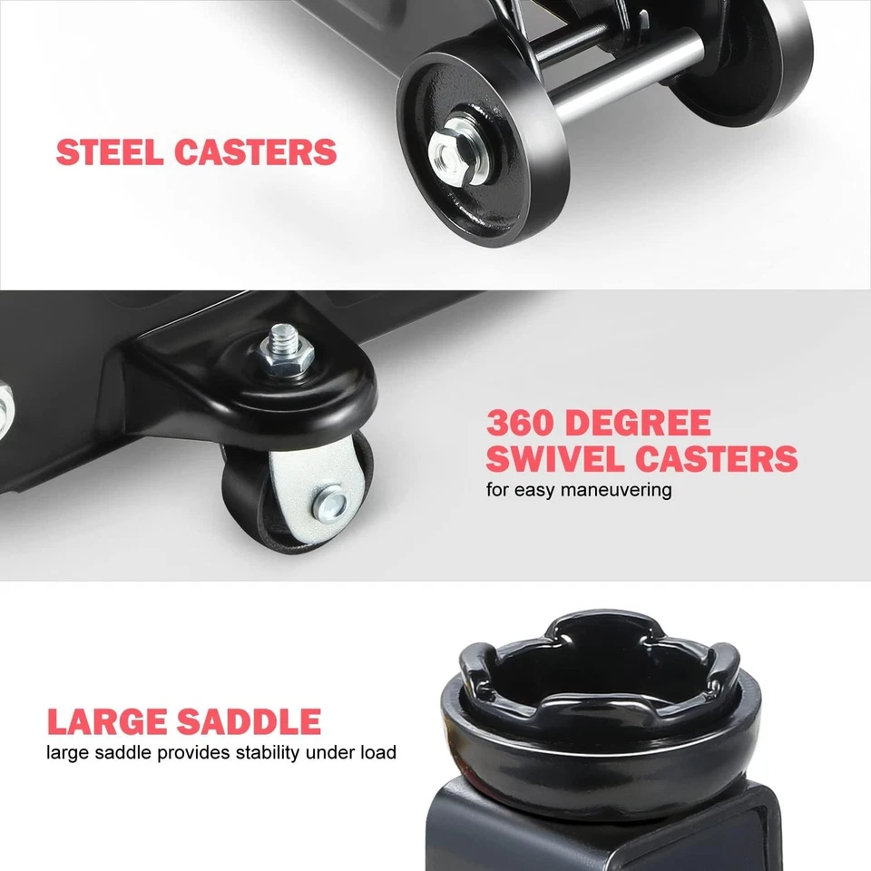 Gato de piso de automóvil hidráulico de bajo perfil 3000 lb elevador automático elevación pesada garaje de acero Foto 4 de 4