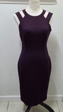 NWT Calvin Klein Sheath Size 4 Plum Dress Sleeveless Cutout Neck MSRP $134