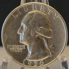 1936s Washington silver quarter Bu