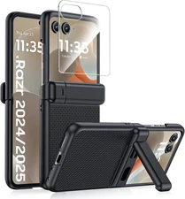 For Motorola Razr 2025/ Razr 2024 Case with Screen Protector & Kickstand & Hinge