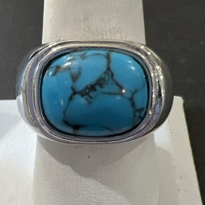 Mens Ring Size 9 Faux Turqoise 