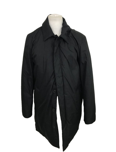 M & S Men's Mac Size M Black Zip/Button Closure Pockets Used