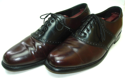 Men s 10.5 FLORSHEIM Black Burgundy Leather Saddle Oxford Balmoral Dress Shoes