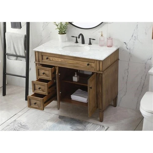 Elegant Decor Park Avenue 40" Aluminum MDF Single Bathroom Vanity in Driftwood - Picture 8 of 8