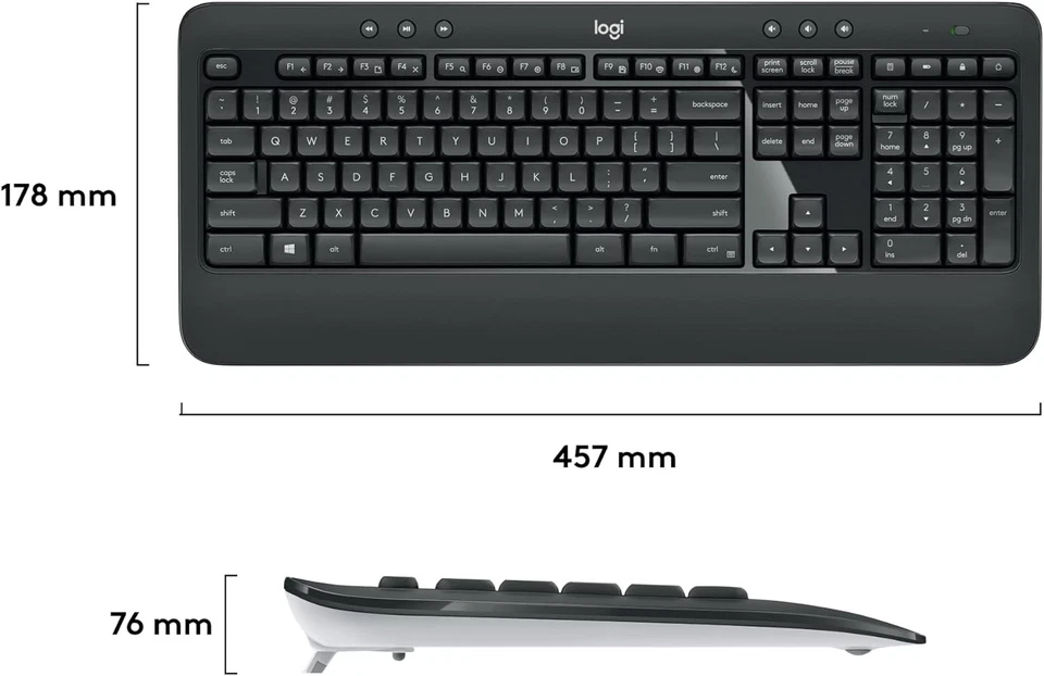 Logitech MK540 Advanced Wireless Keyboard and Mouse Combo for Windows, QWERTZ Ge - Image 2 of 4