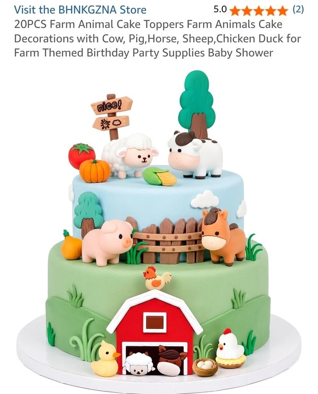 BH NKGZNA Farm Animal & Barn Cake Topper Figurines 20-Pack Birthday Decor
