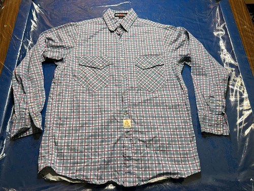 Bocomal FR Shirt Men's L Tall CAT 2 Flame Resistant NFPA 2112 Pearl Snap