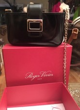 Small Nib Roger Vivier Black Pilgrim Clutch Or Bodycross Purse!
