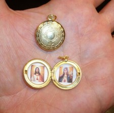 Sacred Heart of Jesus  Immaculate Heart of Mary locket- Handmade  exquisite 