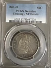 1861-o  Seated Liberty half dollar, PCGS XF ( cleaned ) better date & condition