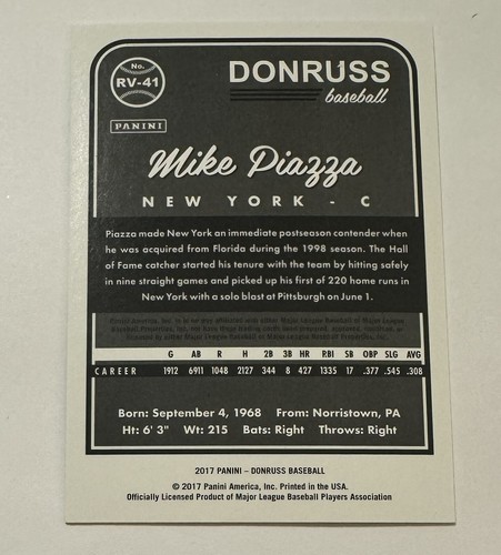 Mike Piazza 2017 Donruss Retro Career Stat Line /427 #RV-41 - New York Mets - Foto 2 di 2