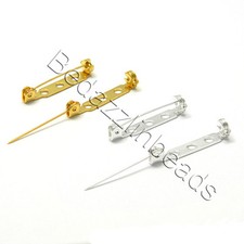 100 Plain Locking 1 inch Long Bar Brooch Pin Craft Findings With Holes For DIY