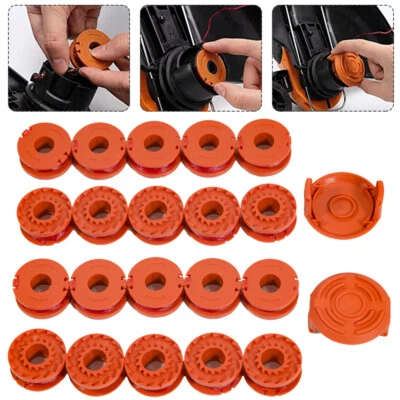 20 pack WA0010 Grass Trimmer Spools Line + 2 Caps For WORX Weed Eater Edger - Image 1 of 4