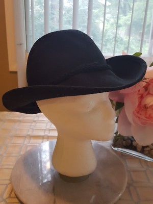 Sylvia NY Wool Hat Vtg Sylvia NY/STL Dark Blue Bowler Hat 100% Wool Doeskin  main image 3