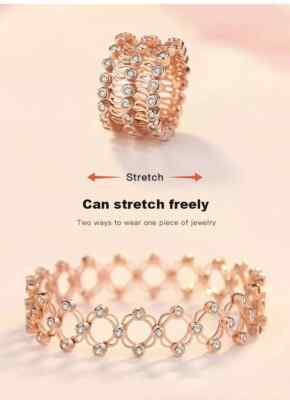 925 Sterling Silber CZ Einziehbarer Teleskop Ring 2 in 1 Ring Armband Armreif 1