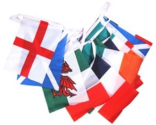RUGBY SIX NATIONS BUNTING FABRIC 6M (Not Plastic) Eng Wales Scot Ire Italy Fra
