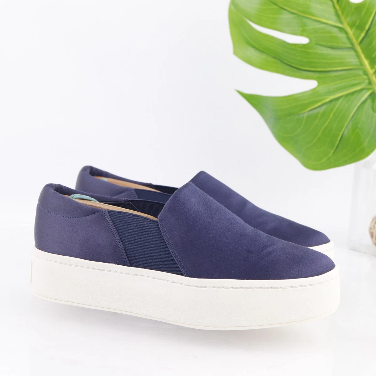 Vince Women's Warren Slip On Shoe Size 6 Platfrom Sneaker Blue Satin Low Top | eBay