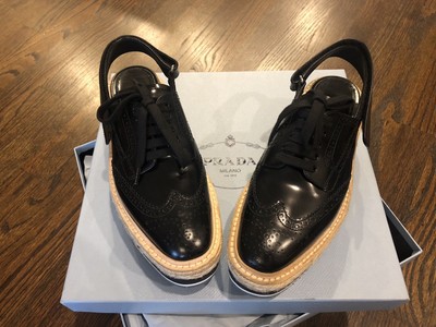 prada leather platform brogues