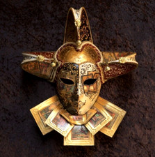 Decorative Venetian Mask JOLLY Gold Venetian Carnival Authentic Joker Home