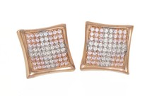 Sterling Silver Rose Gold 12mm CZ Stone Square Shape Stud Earrings