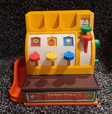 1974 Fisher Price Cash Register 926 w/ 1 Original Coin - Vintage Toddler Toy