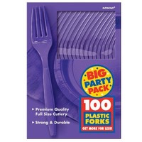Amscan Big Party Pack 100 Count Mid Weight Plastic Forks, Purple, New, Free Ship on sale Amscan Big Party Pack 100 Count Mid Weight Plastic Forks, Purple, New, Free Ship on sale