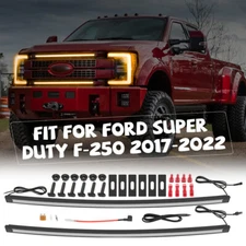 For 2017-2022 Ford Super Duty F250 Amber LED DRL Hidden Grill Accent Lights Kit