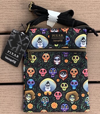 Loungefly Disney/Pixar Coco Skulls Passport Crossbody Bag NWT (pattern varies)