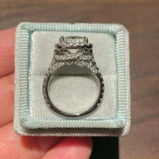 2Ct Cushion Cut Lab Created Diamond Halo Engagement Ring 14K White Gold Plated