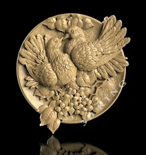 STL 3D Model TWO DOVES for CNC Router Aspire Artcam 3D Printer Engraver Cut 3D