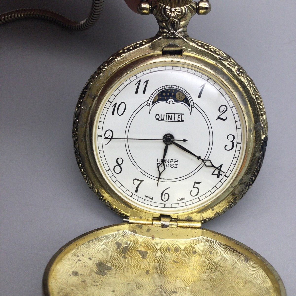 Lunar Phase Quintel Pocket Watch Vintage Quintel Lunar Moon Phase
