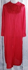 Vintage Nancy King Lingerie Nylon Nightgown Sleepwear Button Front Red S 36163
