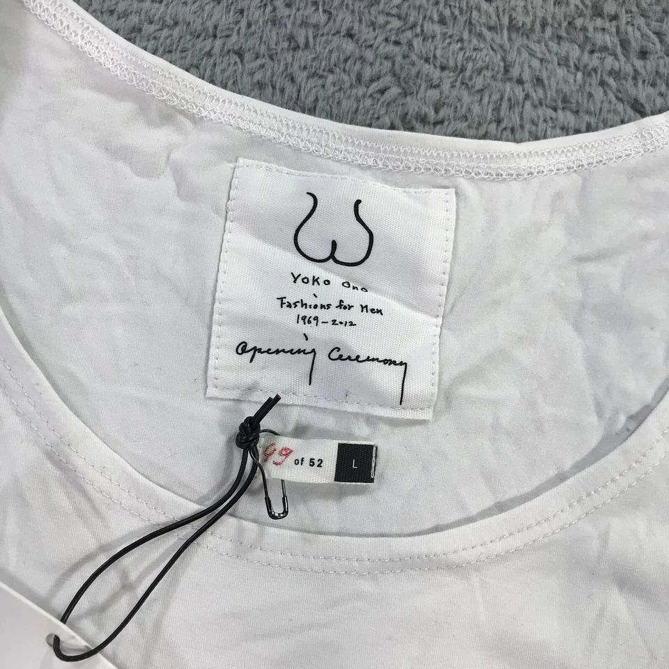 Camisa Yoko Ono Para Hombres Grande L Eyelit Tank Blanca Top LBGTQ John Lennon Rara a3 Foto 4 de 4