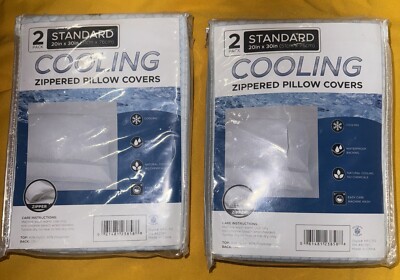 Sultan Linens  2 Packs of 2 Standard Cooling Zippered Pillow Covers 20'' x 30''