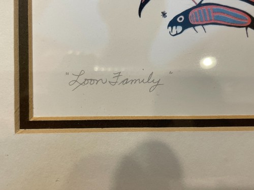 LOON FAMILY by Norval Morrisseau Print - Framed 11.5 x 14.5 - Picture 3 of 8