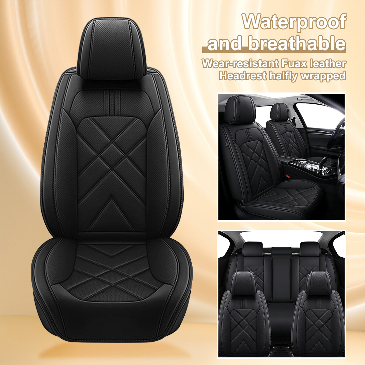 Deluxe Car Seat Covers Protector Faux Leather Full Set Pad For MAZDA 6 2010-2021