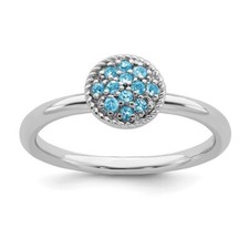 Sterling Silver Stackable Expressions Blue Topaz Rhodium Ring