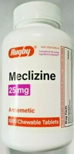 Rugby Meclizine 25mg Travel Sickness Tablets 1000ct -Expiration Date 10-2026