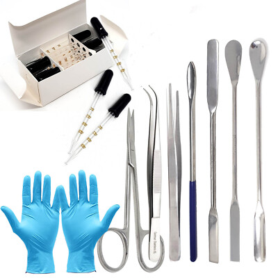 20pc Basic Science Chemistry Lab Pharmacy Spatulas Droppers Tweezers ...