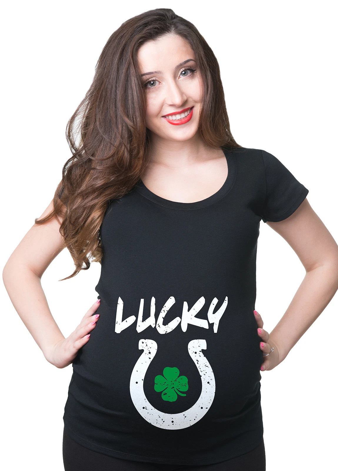 Luck Saint Patrick's Day Pregnancy irish t shirt Clover Luck Tee Shirt maternity