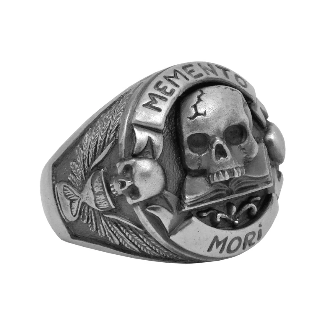 HARMONY BOLA Memento Mori Ring voor heren, 925 sterling zilver, gotische doodshoofd, meermento, mori, ring, amulet, sieraden, geschenken, maat 10