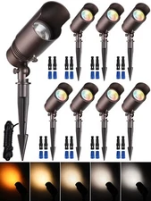 8 Pack 5CCT 7W LED Outdoor Landscape Spotlight, Adjustable Beam Angle